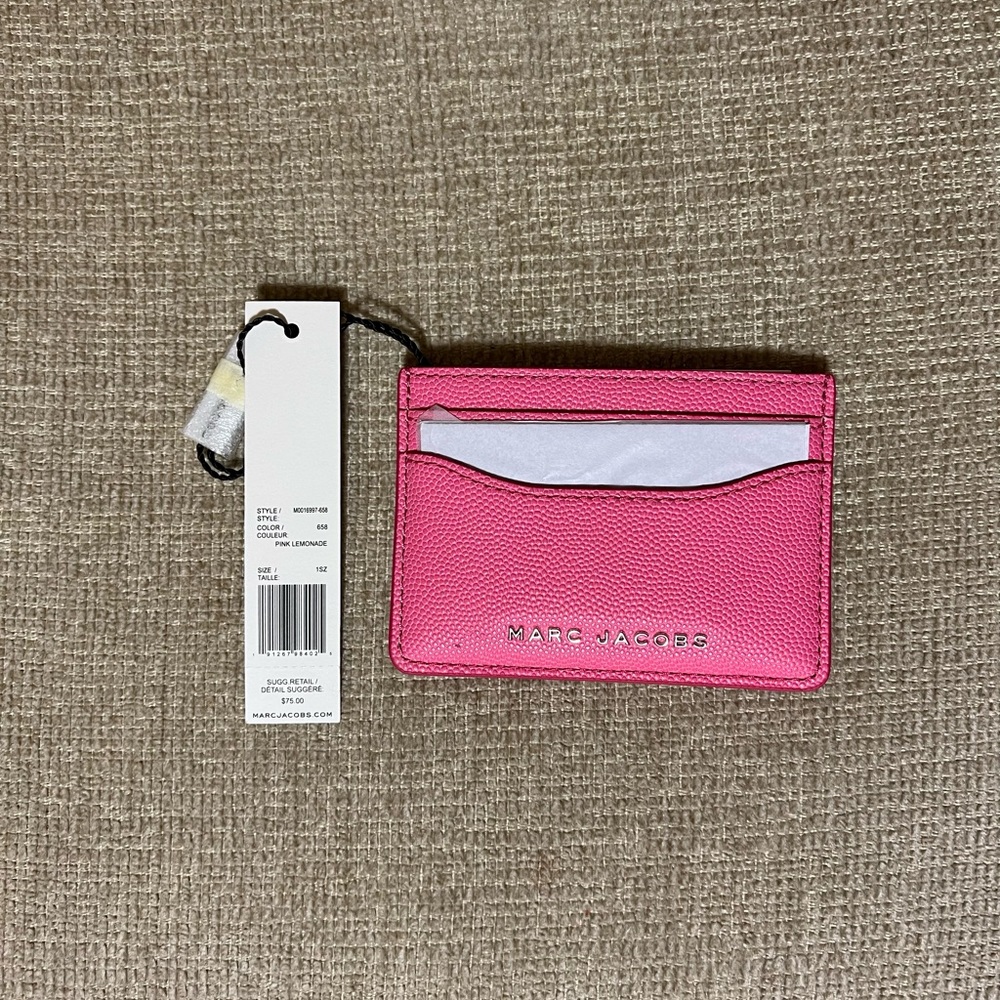 MARC JACOBS M0016997 LEATHER SILVER LOGO WOMEN'S CARD CASE WALLET